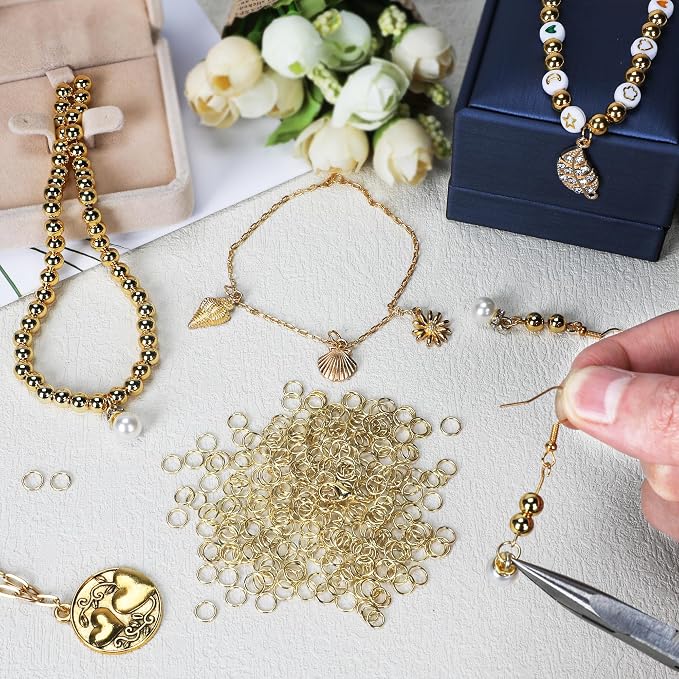 6MM 500PCS 14K Gold Jump Rings for Jewelry Making Non Tarnish Small Open Gold Filled Jump Rings for Necklace Earrings Bracelet Key Chains and DIY Craft