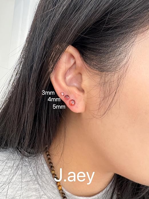 Titanium Earrings for Women Stud Earrings Cubic Zirconia Dainty Screw Flat Back Hypoallergenic Earrings for Women for Multiple Cartilage Helix Conch Tragus Piercing Jewelry for Sensitive Ears