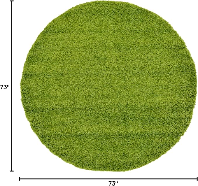Unique Loom Solid Shag Collection Area Rug (6' 1" Round, Grass Green)