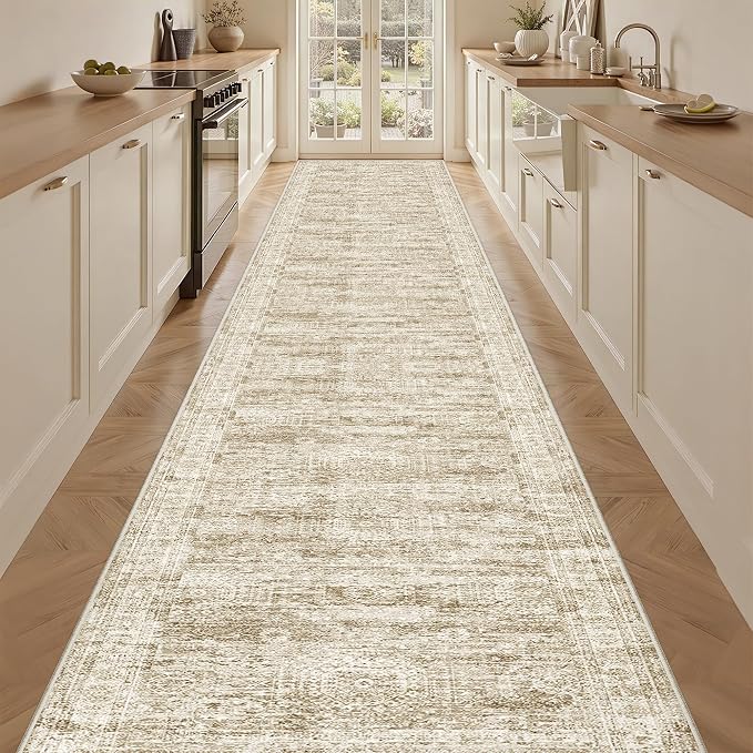 3x20 Runner Rug Non Slip,Washable Hallway Runner Rug,Brown | Extra Long Runner Rugs for Hallway,Entryway,Bedroom,Living Room,Dining Room,Thin,Soft Rug,Stain Resistant Indoor Carpet