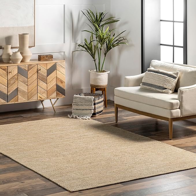 nuLOOM Alessi Tan Solid Hand Woven Area Rug, 3' x 5' | Nuloom Alessi Solid 3' x 5' Accent Rug for Living Room Bedroom Dining Room Entryway, Tan