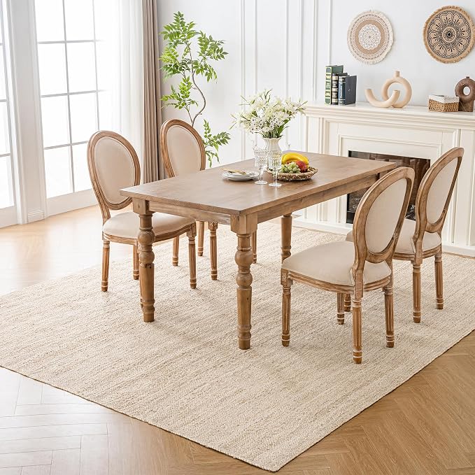 Shatex Jute Rug 6x9ft, Large Chunky Farmhouse Area Rug, Handcrafted Braided Rug, 100% Natural Jute Material, Ideal for Bedroom & Living Room, Off-White