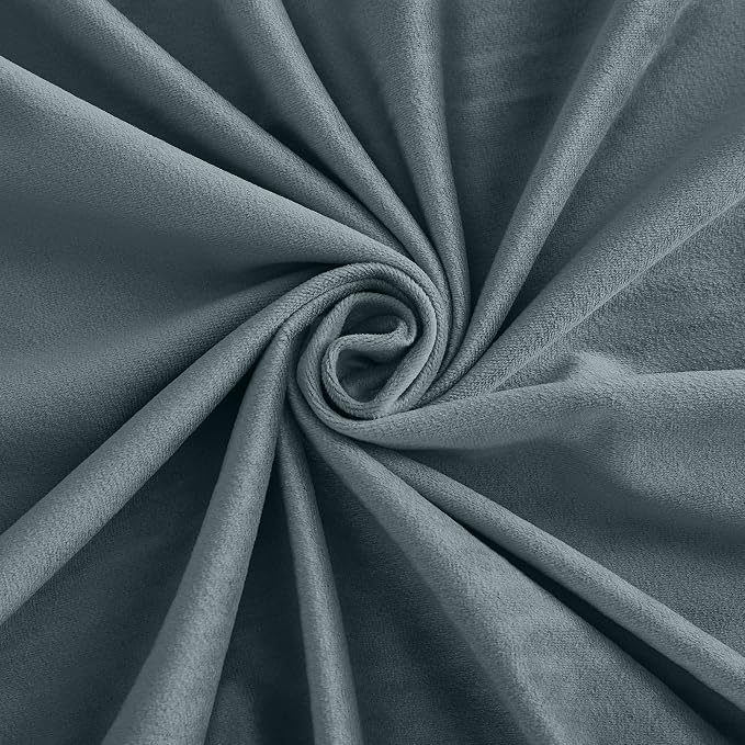 RYB HOME Dusty Blue Velvet Curtains for Bedroom Living Room, Thermal Insulated Privacy UV Heat Blocking Luxurious Soft Rod Pocket Back Tab Drapes for Nursery, 52" W x 92" L, 2 Panels