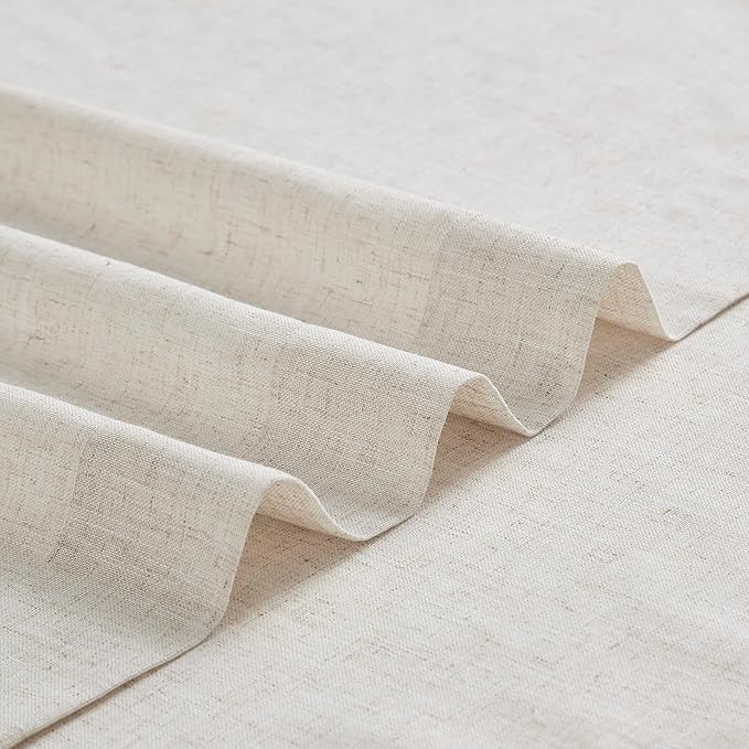 Vision Home Natural Linen Pinch Pleated Tier Curtains 30 inch, Semi Sheer Kitchen Curtains with Back Tab & Hooks, Light Filtering Small Window Panels for Bathroom Laundry, 25" Wx30 Lx2