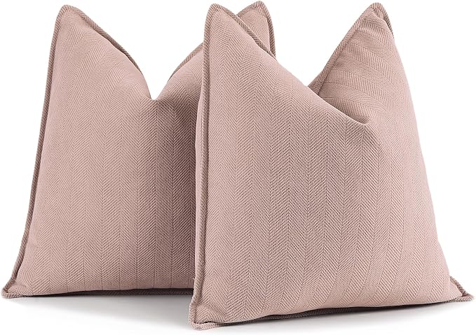 ZWJD Dusty Pink Valentine Pillow Covers 24x24 Set of 2 Chenille Throw Pillow Covers with Elegant Design Soft and Luxurious Decorative Throw Pillows for Couch, Bed, and Home Decor