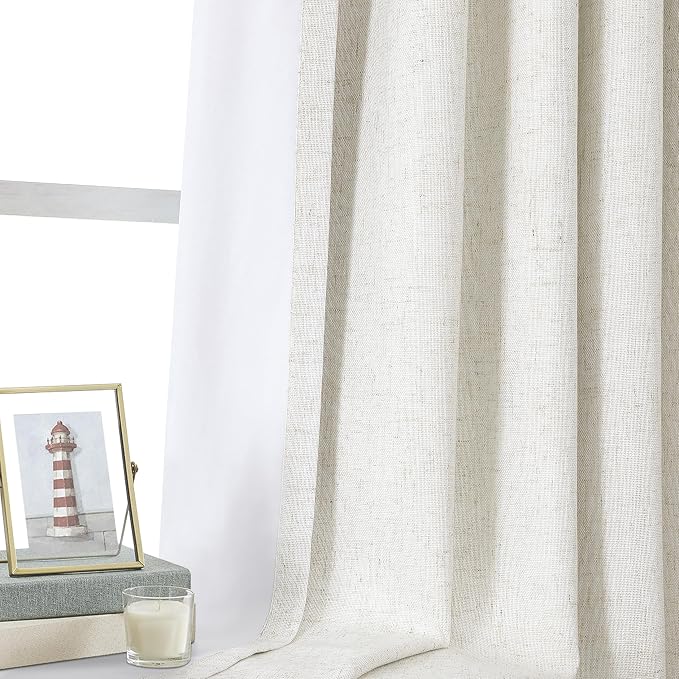 WEST LAKE Natural Bailey Pinch Pleated Blackout Curtains 84 Inches Long | Modern Linen Blended Drapes for Bedroom Living Room Patio,Back Tab Window Treatment for Track,60"Wx84"L,1 Panel