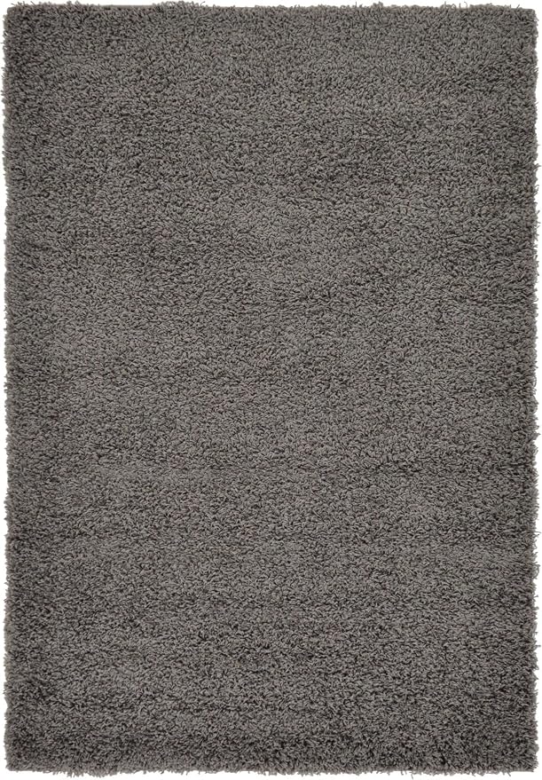 Unique Loom Solid Shag Collection Area Rug (4' 1" x 6' 1" Rectangle, Graphite Gray)
