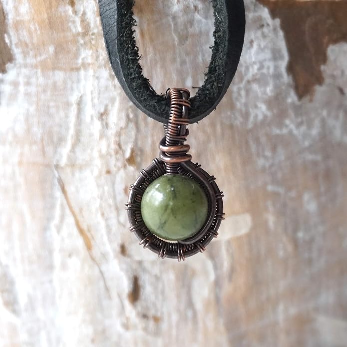 Simple Men's Birthstone Crystal Necklace with Leather Cord