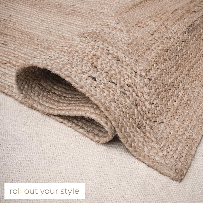 RAJRANG Handwoven Jute Area Rug 2.5 x 4 Feet, Natural Boho Reversible Rectanglular Braided Rugs for Entryway, Front Door Mat
