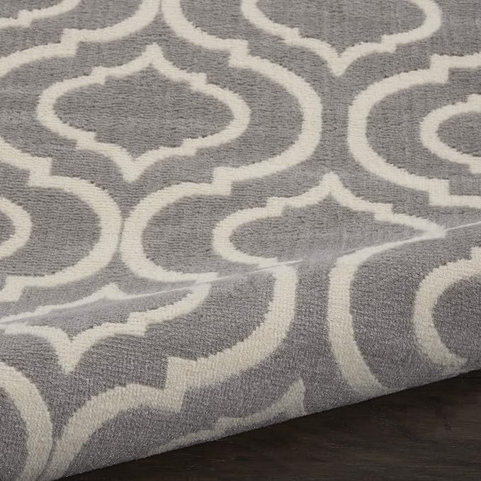 Nourison Home Jubilant Grey 2'3" x 7'3" Area Rug - Easy Clean, Non Shedding, Bed Room, Living Room, Dining Room, Kitchen (7' Runner)