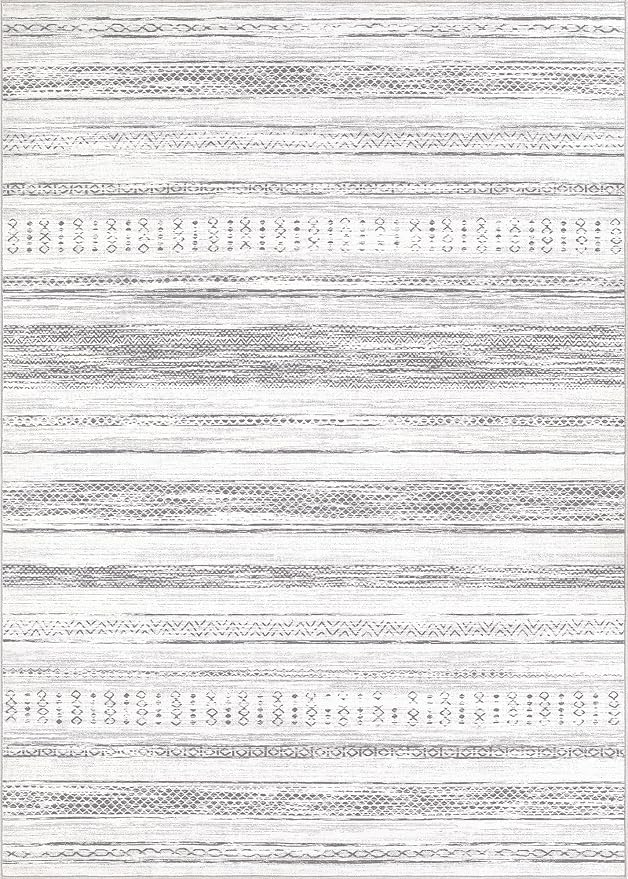 Tortania Area Rug Living Room Rugs - 6x9 Washable Large Soft Neutral Boho Moroccan Bohemian Farmhouse Rug Indoor Floor Carpet for Bedroom Under Dining Table Home Office Decor - Light Grey