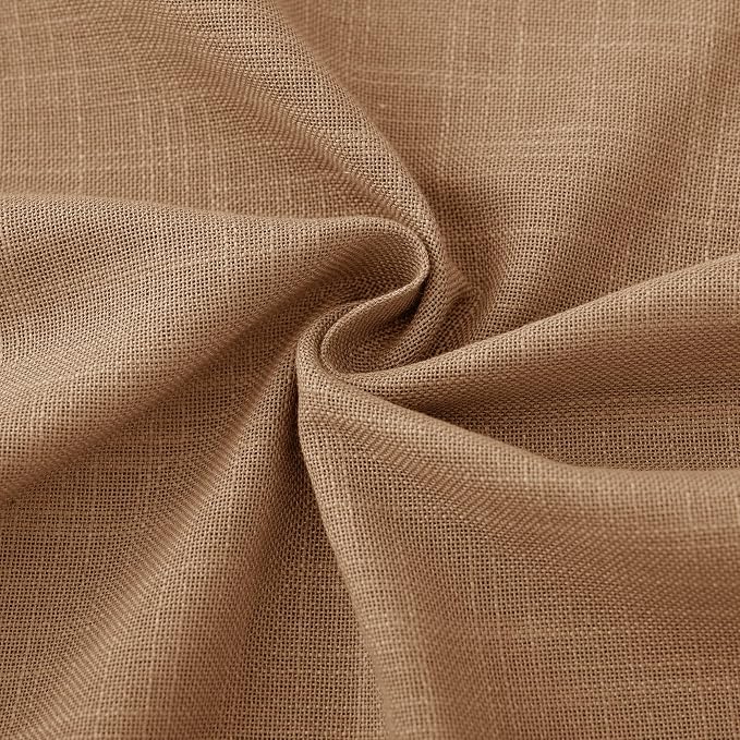 Brown Curtains for Living Room Back Tab Modern Farmhouse Semi Sheer Curtains 84 inches Long 2 Panels Set Muted Neutral Window Curtain for Dining Room Bedroom 52x84