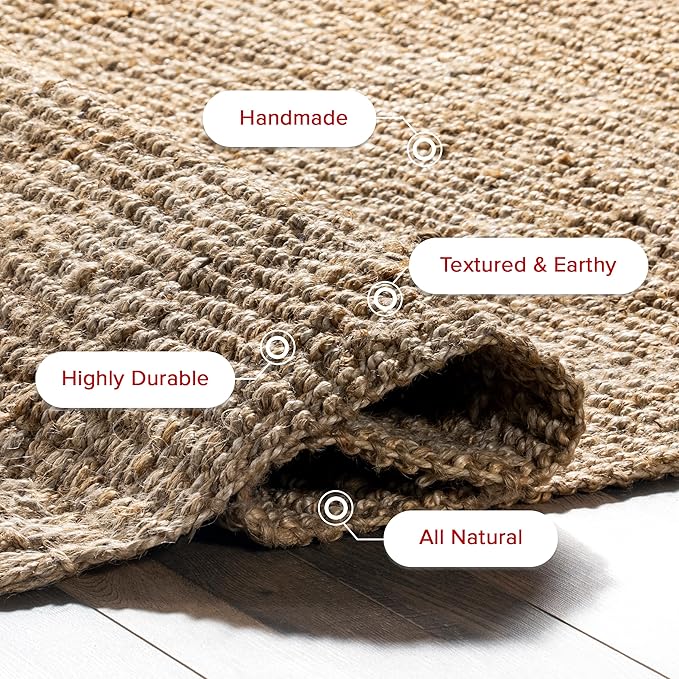 nuLOOM Daniela Natural Solid Flatweave Area Rug, 8' x 10'