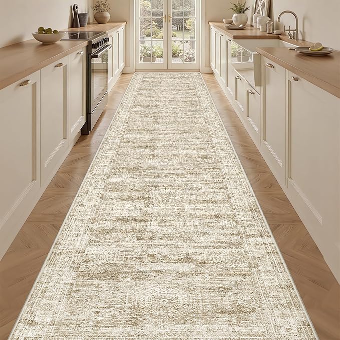 3x18 Runner Rug Non Slip,Washable Hallway Runner Rug,Brown | Extra Long Runner Rugs for Hallway,Entryway,Bedroom,Living Room,Dining Room,Thin,Soft Rug,Stain Resistant Indoor Carpet