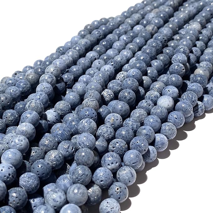 ABCGEMS Essential-Oil-Diffuser Indonesian Denim-Blue Sponge Coral Beads (Non Waxed, Non Polished) Natural, Organic, DIY Jewelry Making, Round 12mm