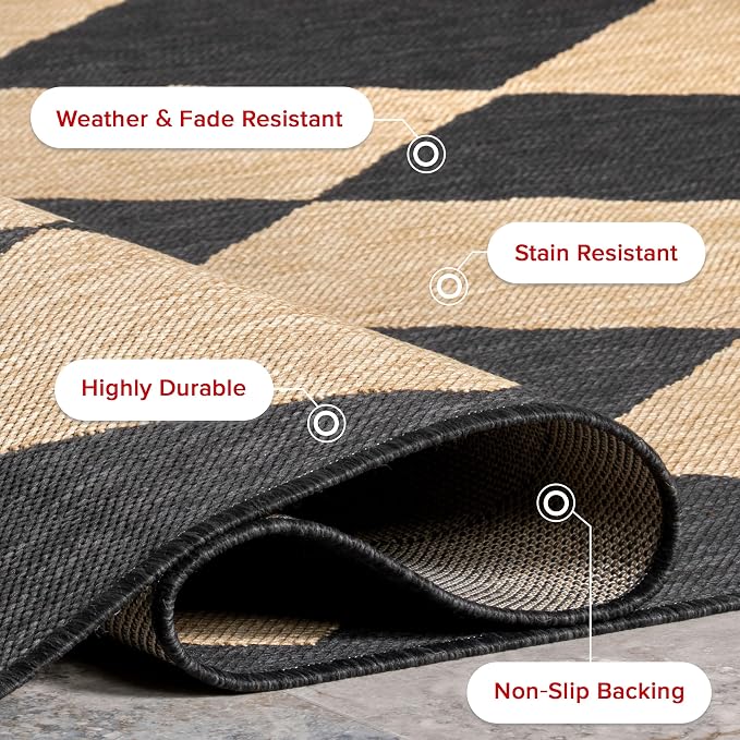 Nuloom Outdoor Performance Collection Sabina Dark Grey/Ivory, 4' x 6', Soft, High Traffic, Stain Resistant, Easy Clean, Durable Area Rug for Indoor/Outdoor Patio, Deck, Porch, Garden, Courtyard