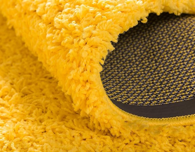 Unique Loom Solid Shag Collection Area Rug (2' 7" x 10' Runner Tuscan Sun Yellow)