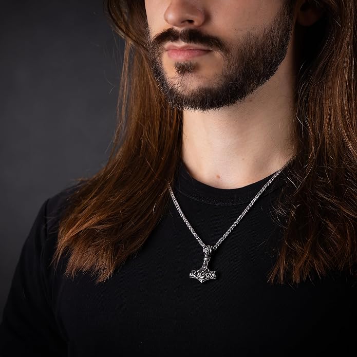 Baldur Jewelry - Thors Hammer Necklace Pendant Mjölnir - Viking Norse Thor Hammer Pendant Viking Jewelry - Thor Necklace - Thor Gifts for Men - Viking Necklace for Men