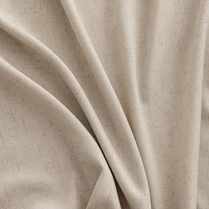 MIULEE Non-See-Through Privacy Linen Curtains 52W x 72L Inch Taupe | 2 Panels, Light Filtering, Semi Sheer Window Curtains, Farmhouse Textured, Back Tab Drapes for Bedroom Living Room