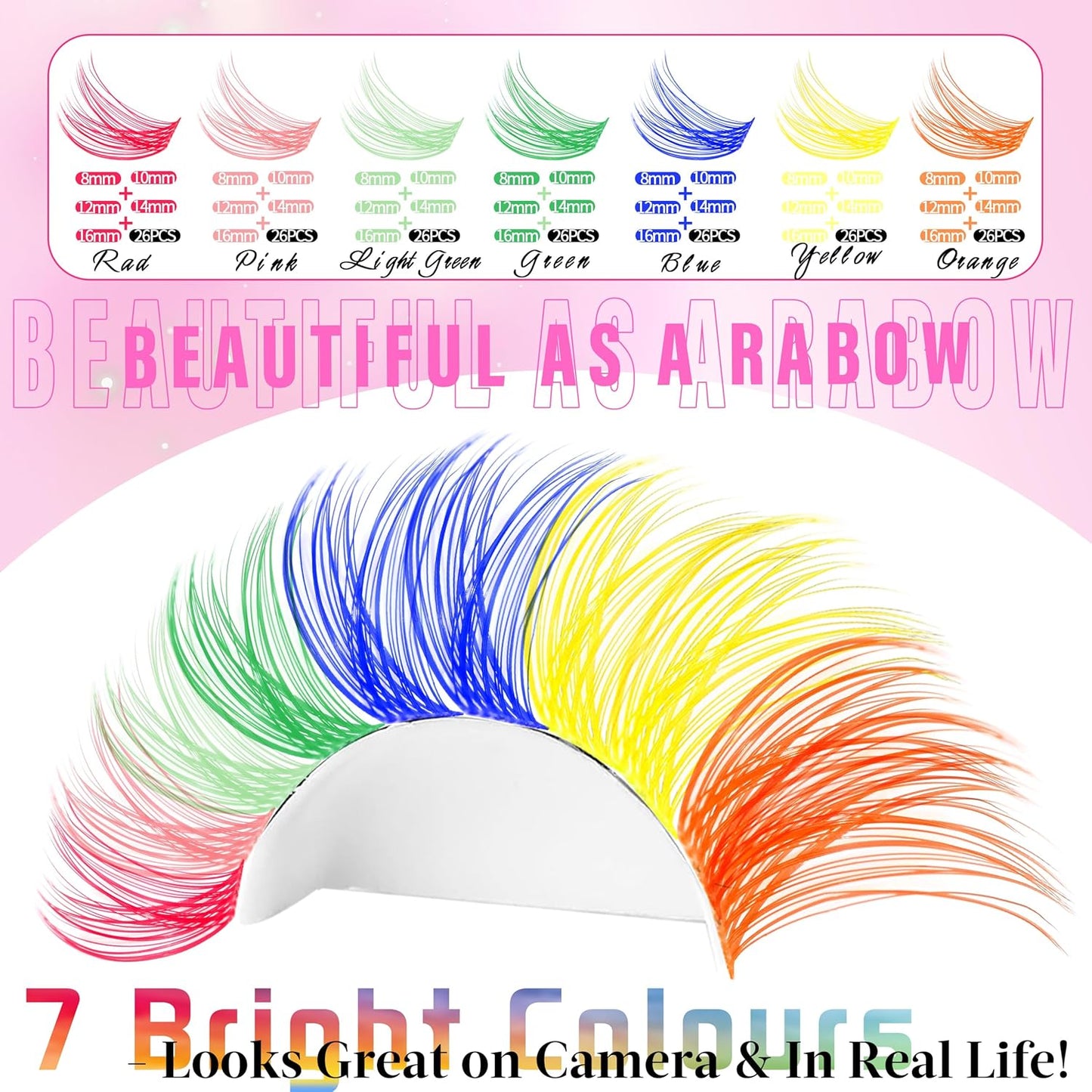 Wispy Colored Lash Clusters with Bottom Lashes Individual Lashes D Curl 8-16mm Mixed 7 Colors Rainbow DIY Eyelash Extension Colorful Cluster Lashes Pack by Yaiseiko