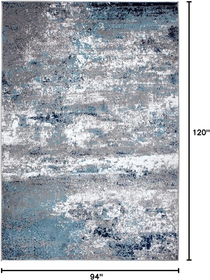 Rugshop Watercolor Distressed Modern Bohemian Area Rug Blue 7'10" x 10'