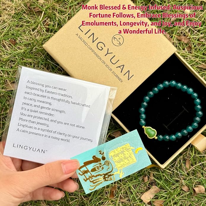 LINGYUAN Feng Shui Wealth and Luck Bracelet with Gold Foil Five Gods Amulet-Red Agate Cinnabar Gemstone Bracelet for Prosperity, Protection & Success, Lucky Charm Gift for Men & Women