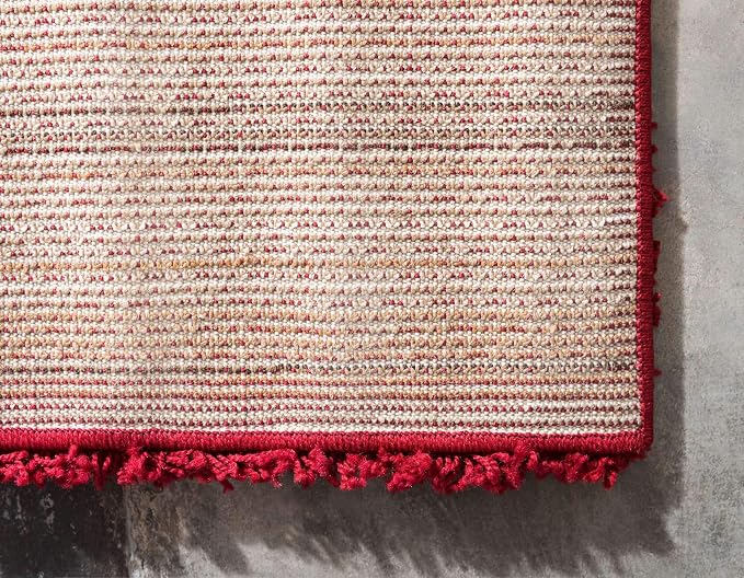 Unique Loom Solid Shag Collection Area Rug (10' x 13' 1" Rectangle Cherry Red)