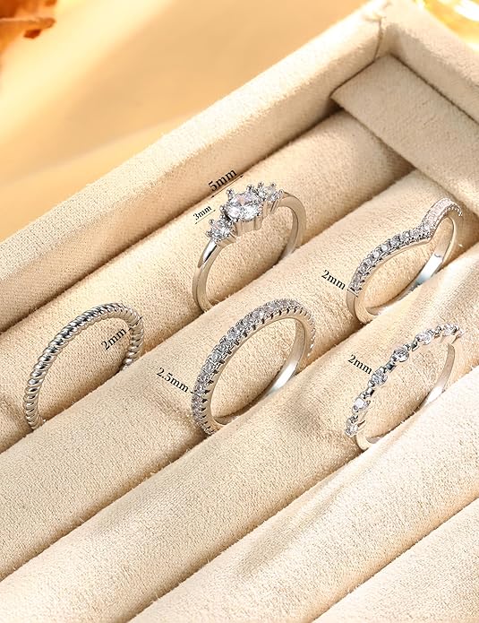 Florideco Stackable Rings for Women 14K Gold Plated Minimalist Non Tarnish Cubic Zirconia Thumb Ring Set Dainty Knuckle Ring Trendy Statement Stacking Rings Set Size 5-10