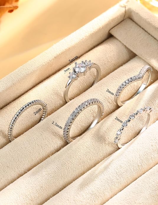 Florideco Stackable Rings for Women 14K Gold Plated Minimalist Non Tarnish Cubic Zirconia Thumb Ring Set Dainty Knuckle Ring Trendy Statement Stacking Rings Set Size 5-10