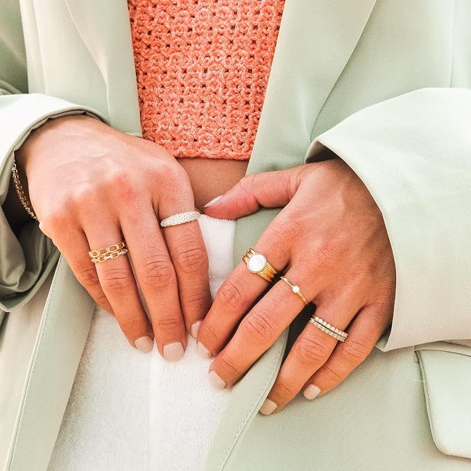 18K Gold Plated Chain Link Statement Ring