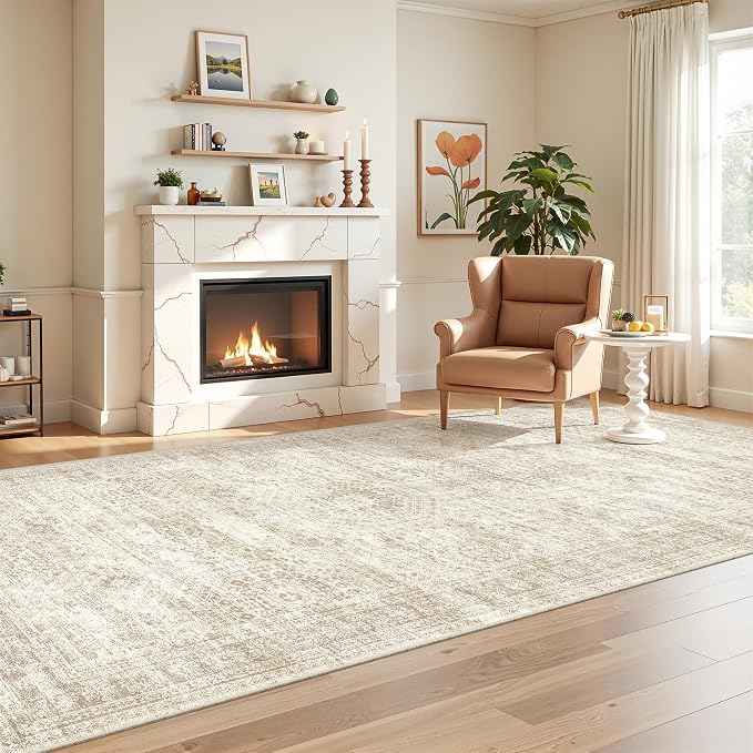 4x8 Rug Non Slip,Washable Hallway Runner Rug,Beige | Area Rugs for Kitchen,Entryway,Bedroom,Bathroom,Nursery Room,Thin,Soft Runner Rug,Stain Resistant Indoor Carpet