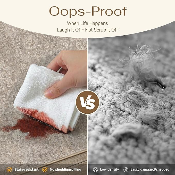 HUGEAR Area Rugs 9x12 Light Brown Washable Rug for Living Room Bedroom Large Neutral Vintage Rug Carpet Distressed Soft Durable Non Slip No Shedding for Indoor Dining Nursery Farmhouse
