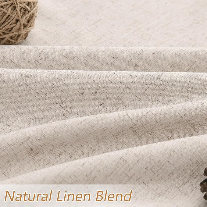 Guken Oatmeal 100% Blackout Curtains 84 Inch Length 2 Panels Set for Living Room Bedroom Back Tab Thermal Insulated Black Out Linen Drapes Room Darkening Window Curtains 84 Inches Long