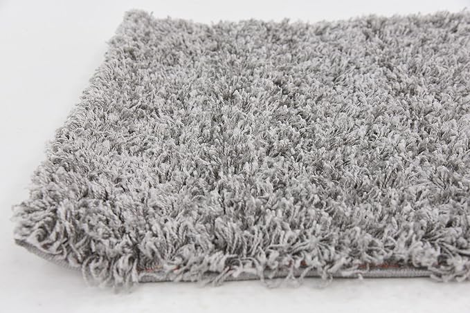 Unique Loom Solid Shag Collection Area Rug (2' x 6' 5" Runner, Cloud Gray) | Modern Solid rug, stain and water resistant, doesn't shed, easy to clean, kid and pet friendly. Ideal for the bathroom.