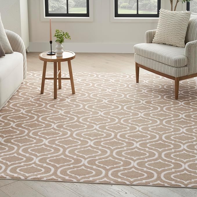 Nourison Home Jubilant 94x118 Indoor Transitional Polypropylene Fabric Rug in Taupe