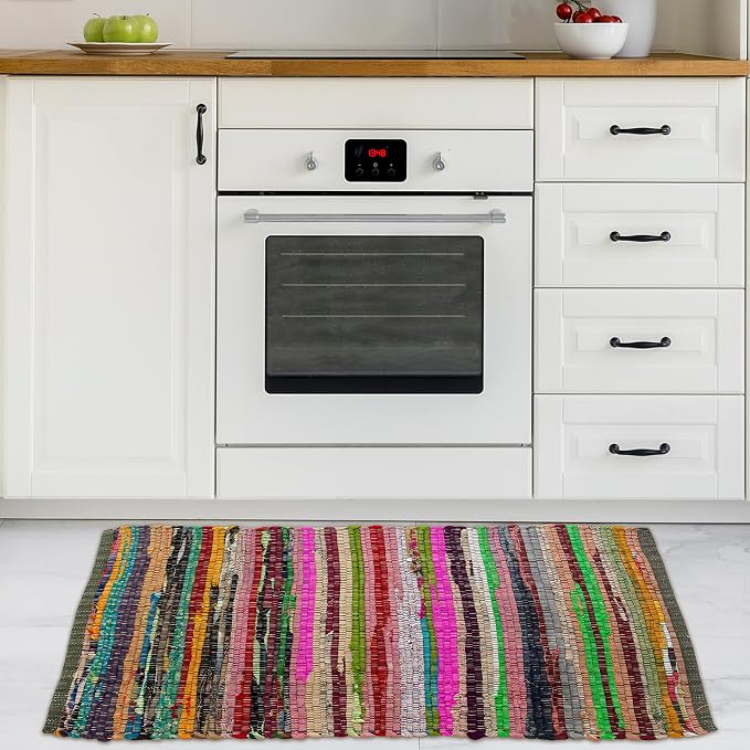 Chardin home - Eco Friendly 100% Recycled Cotton Colorful Chindi Area Rug, Multi (24x36 Inch.)