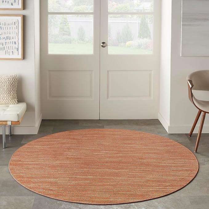Nourison Home Nourison Essentials Rust 8' x Round Area Rug - Easy Clean, Non Shedding, Bed Room, Living Room, Dining Room, Kitchen (8' x Round)