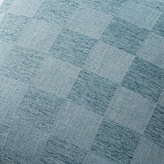 a moment Set of 2 Decorative Linen Throw Pillow Covers,Large Grid Textured Neutral Boho Farmhouse Cushion Covers,Soft Aesthetic Pillowcases for Couch Sofa Living Room Home Decor,20x12 Inch,Blue