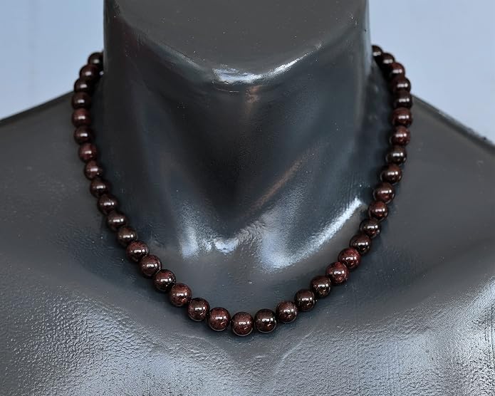 Natural Gemstone Beaded Choker Necklace | 8mm Handmade Adjustable Jewelry for Men & Women | Chakra Balancing Crystal Necklace | Spiritual Gift | Macrame Cord with Extender