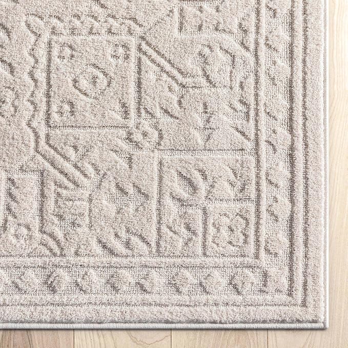 Well Woven Harlow Collection Cloud Medallion Light Blue - Modern Tribal Minimalist 3x5 Area Rug - Ideal for Living Room, Dining Room & Bedroom - Durable, Stain Resistant & Easy to Clean