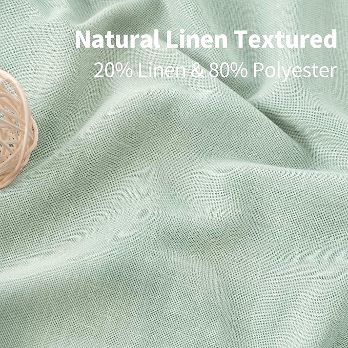 YoungsTex Light Sage Linen Curtains 63 Inches Length for Living Room - Light Filtering Burlap Textured Drapes with Grommet Lightweight for Bedroom Home Office Farmhouse Rustic, 2 Panels, 52 X 63 Inch