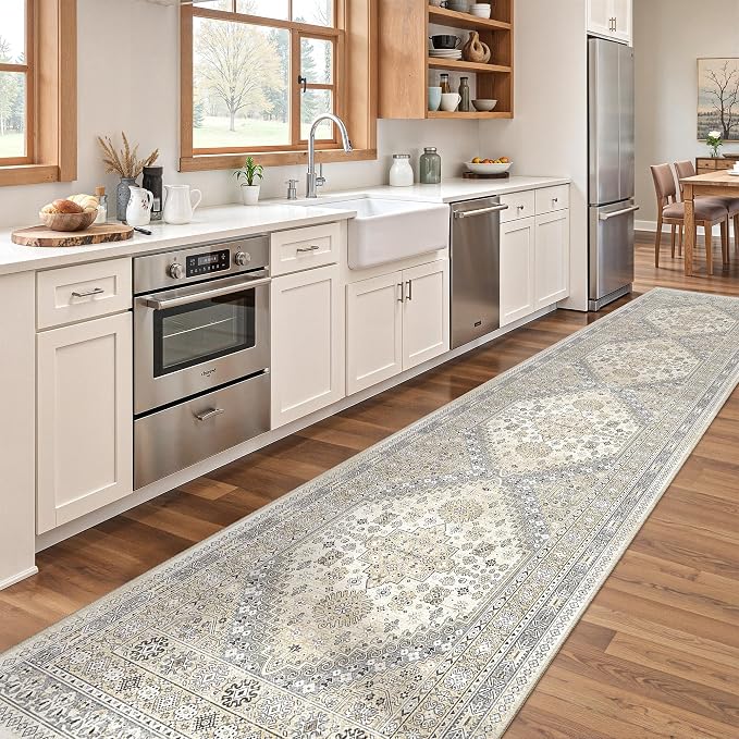 zesthome Long Rugs Runner - Washable Runner Rugs for Hallway 2x10, Ultra-Thin Soft Kitchen Carpet Runner, Anti Slip Backing Runner Rugs for Entrance, Bedroom, Living Room (Beige,2'x10')