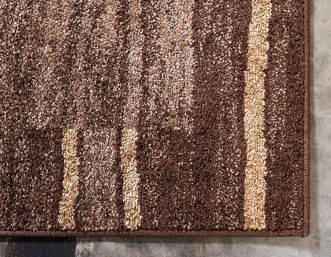 Unique Loom Autumn Collection Modern Contemporary Casual Abstract Area Rug (Brown/ Beige Border, 5 x 8 ft Rectangular)