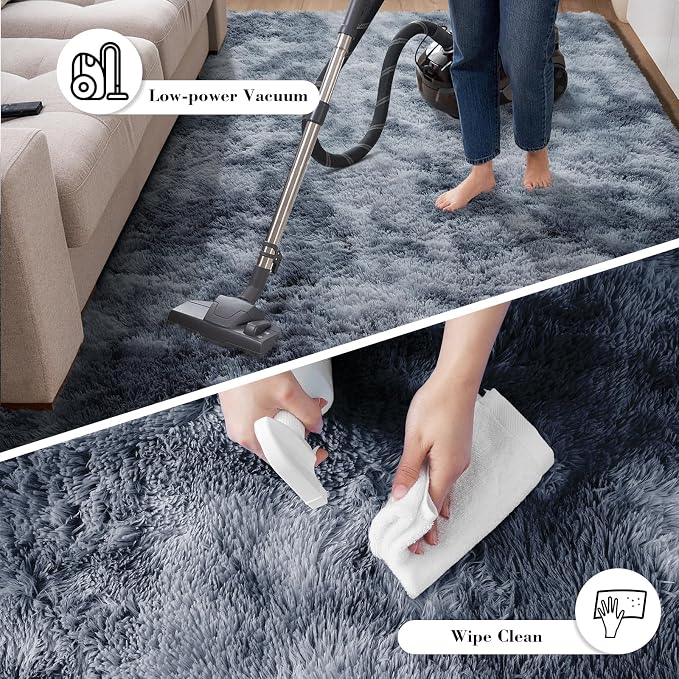 Fluffy Rug Shag Area Rug, Mottling Dark Grey 2x4 Area Rugs for Bedroom, Small Bedside Rug, Soft Fluffy Shag Entryway Throw Rugs for Living Room Bedroom Room Home Decor