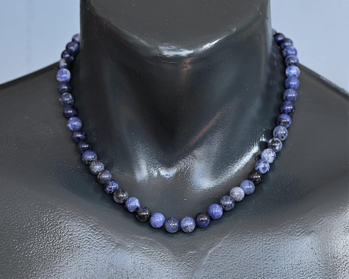 Natural Gemstone Beaded Choker Necklace | 8mm Handmade Adjustable Jewelry for Men & Women | Chakra Balancing Crystal Necklace | Spiritual Gift | Macrame Cord with Extender