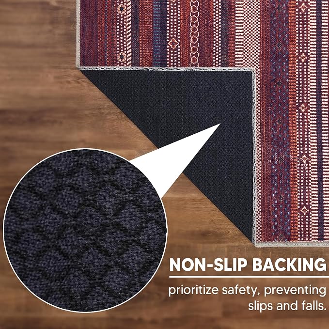 Keen Home Design 9x12 Rug - Machine Washable Area Rug with Non-Slip Backing, Ideal for Living Room, Dining Room, Bedroom - Vintage, Easy Clean, Durable, Low Pile Rug - (9' x 12')