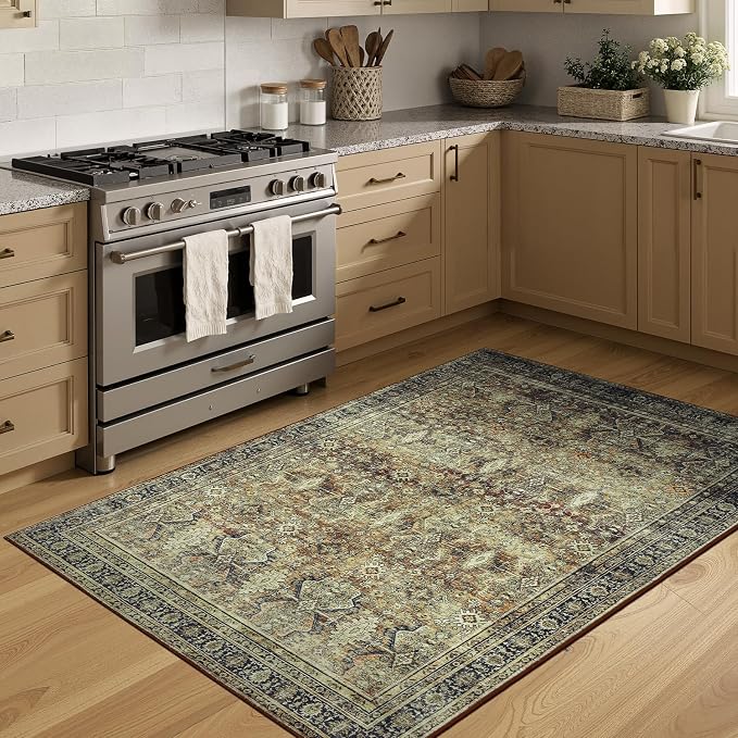 Lofus 3x5 Area Rug for Entryway,Brown Non Slip Area Rugs for Kitchen, Washablee Soft Rugs for Bedroom, Living Room, Tool Room Nursery Room Decor