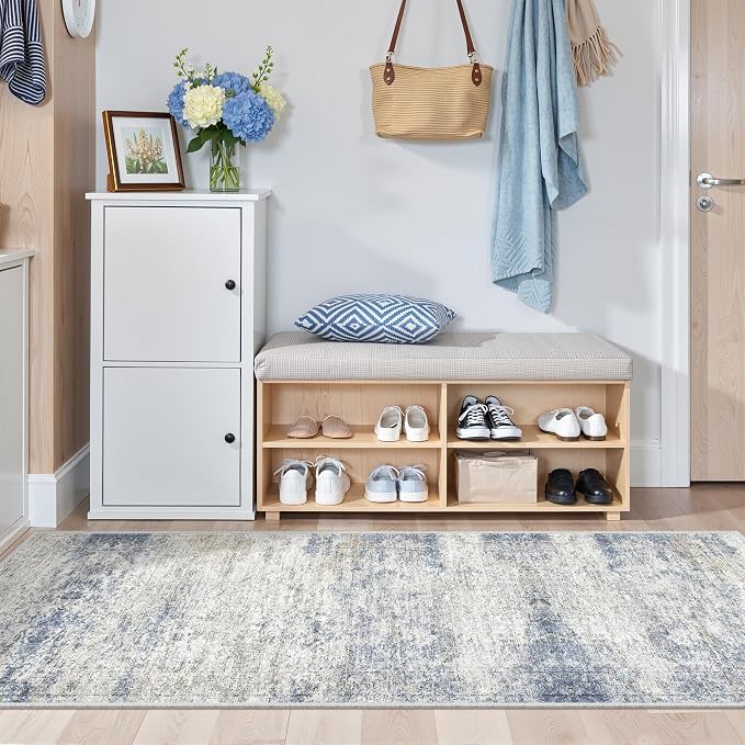 2x5 Rug Runners for Hallways Non Slip,Kitchen Rugs,Blue | Washable Rugs for Kitchen,Entryway,Bedroom,Bathroom,Nursery Room,Thin,Soft Runner Rug,Stain Resistant Indoor Carpet