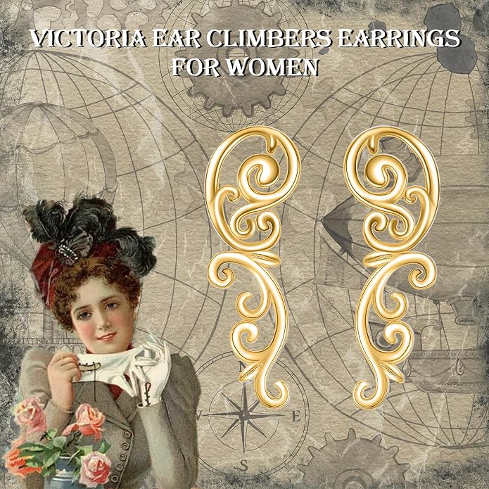 Ear Climbers Earrings for Women Sterling Silver Vintage Ear Crawler Earrings Jewelry Gifts for Women