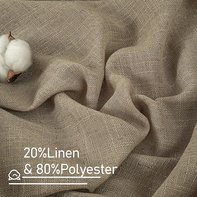 LAMIT Taupe 78 inch Linen Curtains for Living Room 2 Panels, Linen Textured Light Filtering Semi Sheer Back Tab and Rod Pocket Curtain Panels for Bedroom/Farmhouse, 52 x 78 Inch